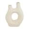 12" Beige Paper Mache Abstract Rounded Vase with Double Openings